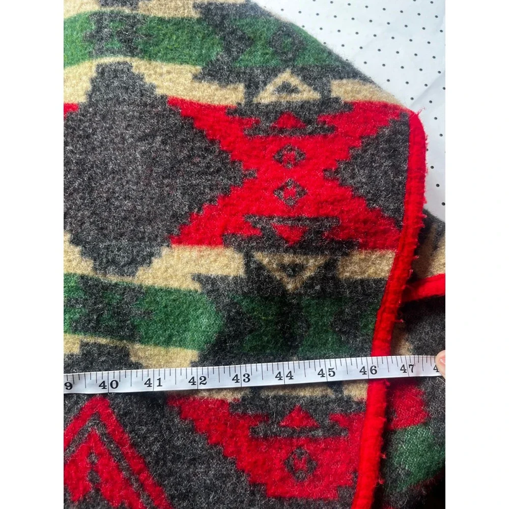 PL Greene American Made Southwestern Wool Blend Poncho Cape Red Green Tribal OS
